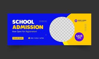 school admission facebook cover for web banner social media template vector