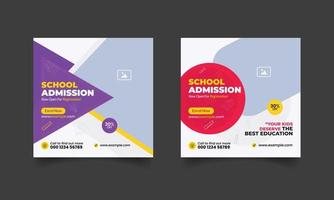 kids school education admission social media post  template vector