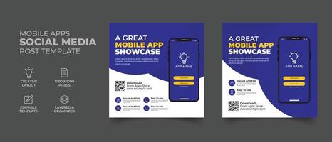 mobile app promotion social media post and web banner template vector