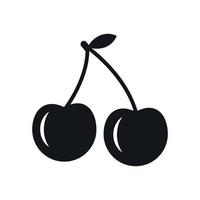 Cherry black simple icon vector