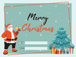 merry christmas flat character illustrations greeting card template with santa and christmas tree vector