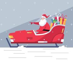 Merry Christmas illustration. Modern Santa Sleigh vector