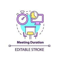 Meeting duration concept icon. Control length of corporate event. Conference norm abstract idea thin line illustration. Isolated outline drawing. Editable stroke. vector