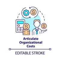 Articulate organizational costs concept icon. Step to transformation abstract idea thin line illustration. Isolated outline drawing. Editable stroke. vector