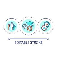 Equal academic opportunities loop concept icon. Student collaboration abstract idea thin line illustration. Cooperative learning. Isolated outline drawing. Editable stroke. vector