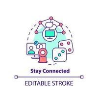 Stay connected concept icon. Communication. Remote work productivity tip abstract idea thin line illustration. Isolated outline drawing. Editable stroke. vector