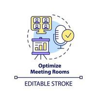 Optimize meeting rooms concept icon. Video conference. Creating hybrid environment abstract idea thin line illustration. Isolated outline drawing. Editable stroke. vector