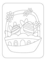 Easter bunny eggs coloring page vector