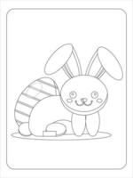 Easter bunny eggs coloring page vector