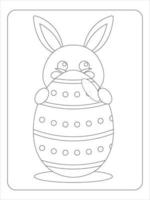 Easter bunny eggs coloring page vector