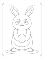 Easter bunny eggs coloring page vector