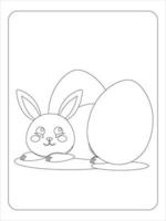 Easter bunny eggs coloring page vector