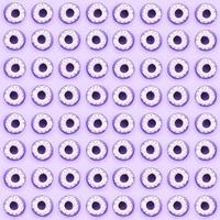 Many small plastic donuts lies on a pastel colorful background. Flat lay minimal pattern. Top view photo