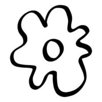 Black line doodle flower on white background. Vector illustration about nature.