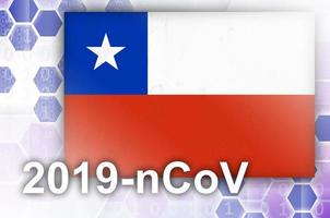bandera chilena y composición abstracta digital futurista con inscripción 2019-ncov. concepto de brote de covid-19 foto