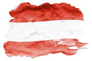 Austria flag is depicted in liquid watercolor style isolated on white background photo