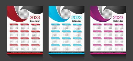 Diseño de plantilla de calendario simple de año nuevo empresarial 2023 con fondo colorido vector