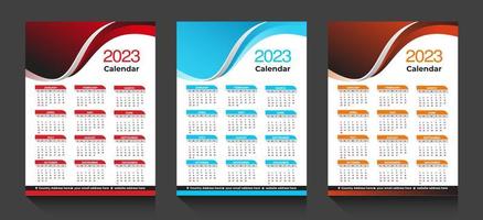 Diseño de calendario de año nuevo 2023 con elegante plantilla geométrica vector