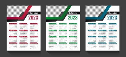 The 2023 year calendar vector with abstract shapes and blue color minimal business calendar design for the new year 2023 new year calendar with weekend calculation the week starts on sunday