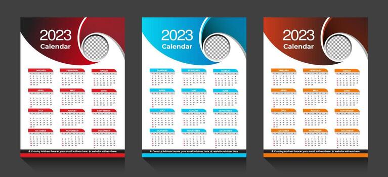 2023 business new year simple calendar template design with colorful background vector