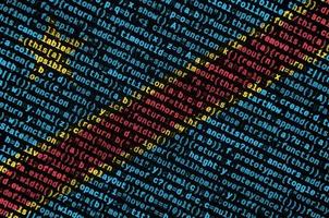 Democratic Republic of the Congo flag is depicted on the screen with the program code. The concept of modern technology and site development photo