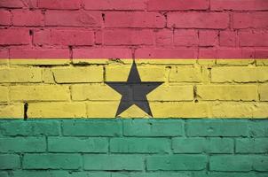 Ghana flag is painted onto an old brick wall photo