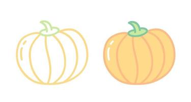 conjunto de vectores iconos de calabazas. ilustración vectorial de calabaza. verduras de dibujo a mano.