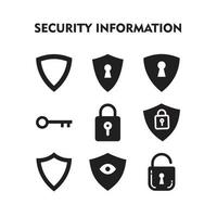 Set Of Security Information Icon. Security Information Symbol Silhouette Vector