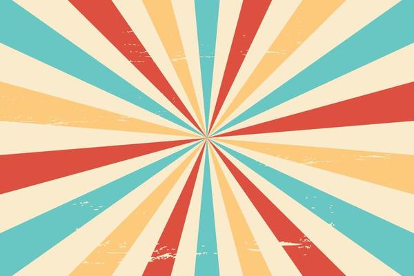 Colourful grunge retro burst vector. Vintage summer, circus and carnival background.