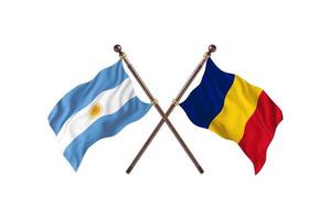 Argentina versus Romania Two Country Flags photo