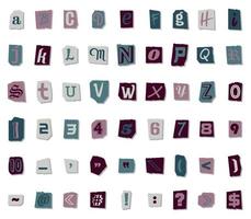 Collection of vintage style Paper Letters. Alphabet letters. Vector illustration