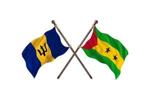 Barbados versus Sao Tome and Principe Two Country Flags photo