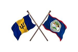 Barbados versus Belize Two Country Flags photo