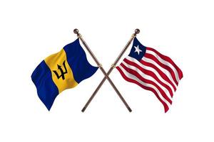 Barbados versus Liberia Two Country Flags photo