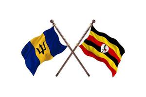 Barbados versus Uganda Two Country Flags photo
