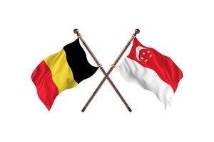 Belgium versus Singapore Two Country Flags photo