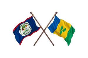 Belize versus Saint Vincent and Grenadines Two Country Flags photo