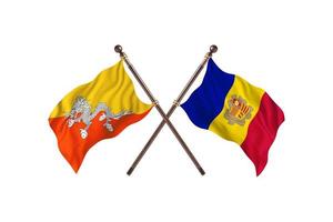 bután versus andorra dos banderas de países foto