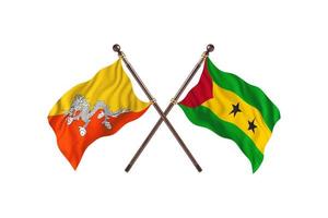 Bhutan versus Sao Tome and Principe Two Country Flags photo