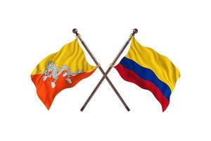 bután versus colombia dos banderas de países foto