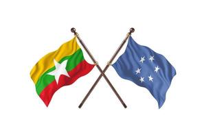 Burma versus Micronesia Two Country Flags photo