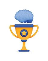 Champion with Brain Icon. Artificial Intelligence Victory Icon. Smart Competition Award Icon. Can be used for businesses, websites, mobile apps, posters, ads flyers, banners vector