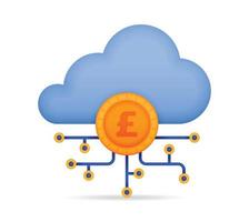 Financial Technology network icon with cloud computing. Banking database Icon. Can be used for banking, financial, purchase, bill, taxation, payment, sell, buy, trade, transaction, debt, loan vector