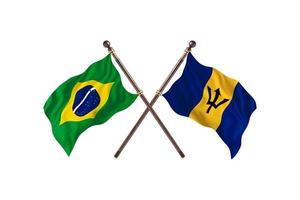 Brazil versus Barbados Two Country Flags photo