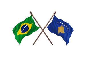 Brazil versus Kosovo Two Country Flags photo