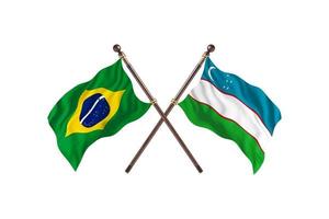 brasil contra uzbekistán dos banderas de países foto