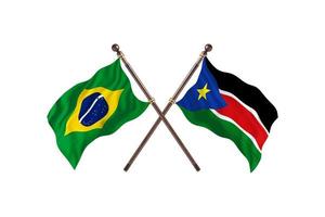 Brazil versus South Sudan Two Country Flags photo