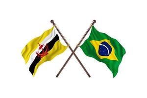 Brunei versus Brazil Two Country Flags photo