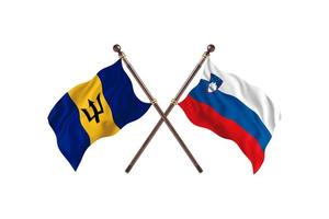 Barbados versus Slovenia Two Country Flags photo