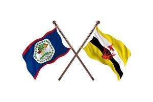 Belize versus Brunei Two Country Flags photo